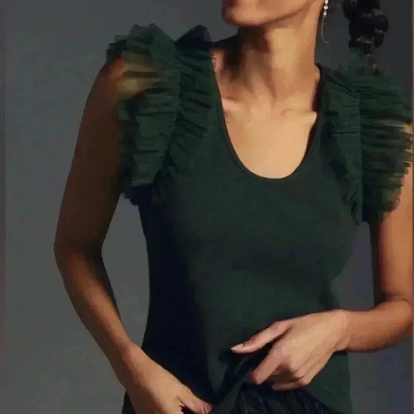 Athro Dolan Green Tulle Sleeve Top Size XL - Picture 1 of 6